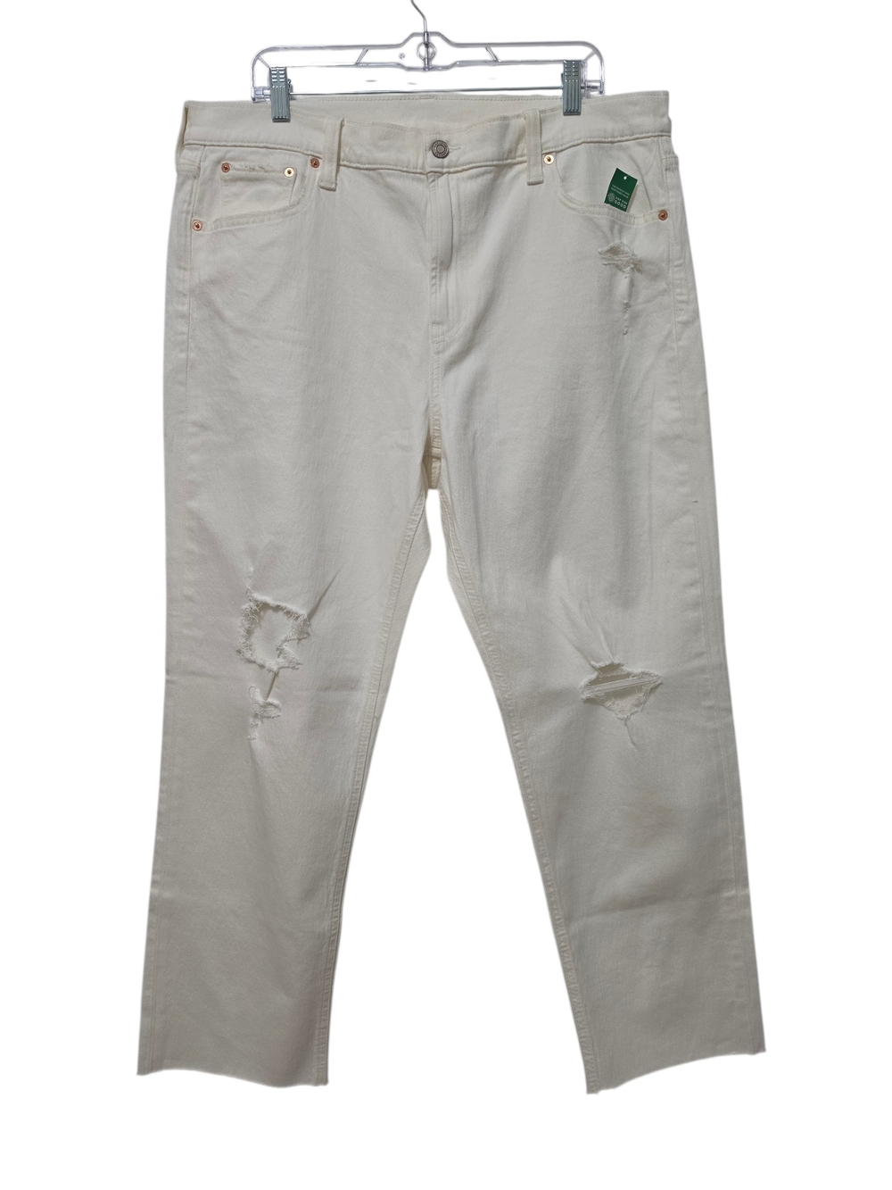 Gap | Cheeky Straight High Rise Jeans White Destroy Ripped Low Stretch 34/18R